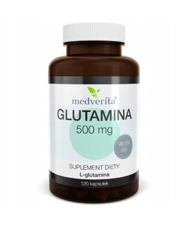 Medverita - glutamine 500mg - amino acid - regeneration of the muscles - strengthening immunity - dietary supplements - 2 capsules per day - 120 capsules