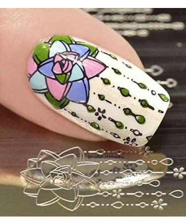 KADS Nail Stamping Plate FL028 - Flower Nature DIY Manicure Stencil Tool - Buy Online on GoSupps.com
