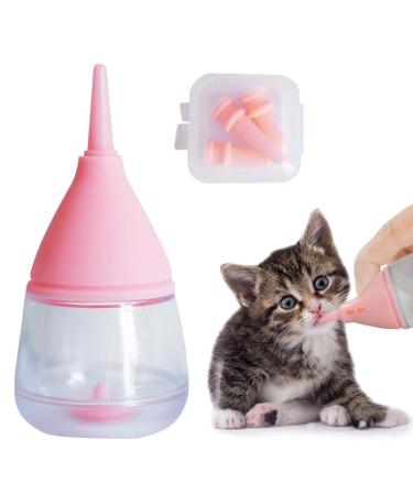 Kitten Bottles for Nursing Newborn Kitten Puppy Feeding Bottles for Nursing Anti-Choking Puppy Feeder Design with Reusable Silicone Nipples for Feeding Newborn Kittens Puppies&Pets. Pink