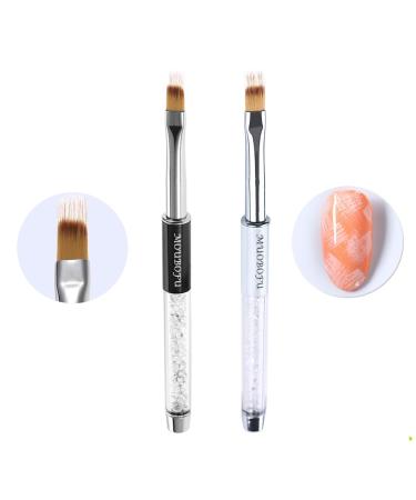 MUOBOFU 2pcs Ombre Nail Brushes with Rhinestone Handle + 3pcs Acrylic Nail Art Liner Pens - Professional Gradient Manicure Tools for DIY Home Salon Halloween Gold - Buy Online on GoSupps.com