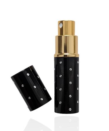 8ml Perfume Travel Atomizer by The Essential Atomizer Company. Black with Silver Dot Design. Filling Funnel & Gift Box