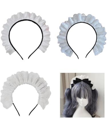 hgnxa Cosplay Maid Hair Hoop Women Elegant Pleated Lace Makeup Headbands for Girl Stage Halloween Performances Headpieces Cotton embroidery - Buy Online on GoSupps.com