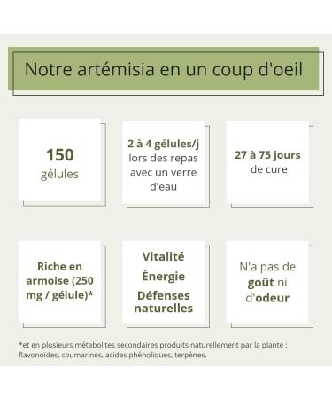 Artemisia Vulgaris - 150 Vegetable Capsules - 100% Pure Artemisia - Made in France Le Pr Vert - Buy Online on GoSupps.com