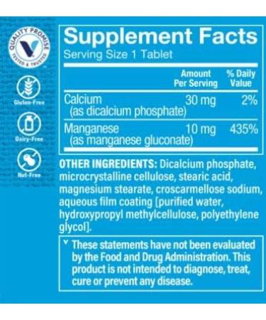 The Vitamin Shoppe Manganese 10MG Supplement for Healthy Bones & Teeth (100 Tablets) - Buy Online on GoSupps.com