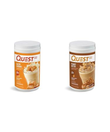 Quest Nutrition Salted Caramel Protein Powder 26g Protein 1g Sugar Low Carb Gluten Free 1.6 Pounds 24 Servings & Peanut Butter Protein Powder 23g Protein 1g Sugar Low Carb Gluten Free