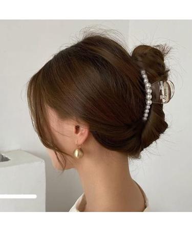 Casdre Pearl Hair Claws Clip - Transparent Banana Jaw Clips for Women and Girls (Pack of 2) - Buy Online on GoSupps.com