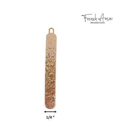 French Amie Small Golden Glitter Celluloid Acetate Hair Clip Barrettes Set of 2 - Made in France - Buy Online on GoSupps.com