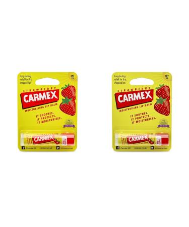 CARMEX Strawberry SPF15 Lip Balm Stick (4.25g) Softens and Hydrates Lips (Pack of 2) 1 (Pack of 2)