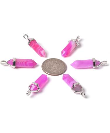 Dyed Pink Brazilian Agate Gemstone Hexagonal Pointed Necklace - Reiki Chakra Chain | High-Grade Iron Gift Box Included - Buy Online on GoSupps.com