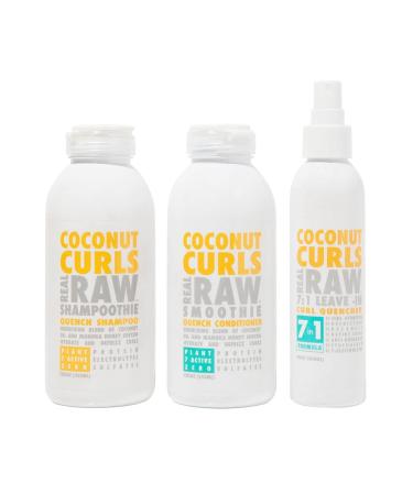 Real Raw Coconut Curls Shampoo  Conditioner & Leave In Treatment Set Complete Care Set