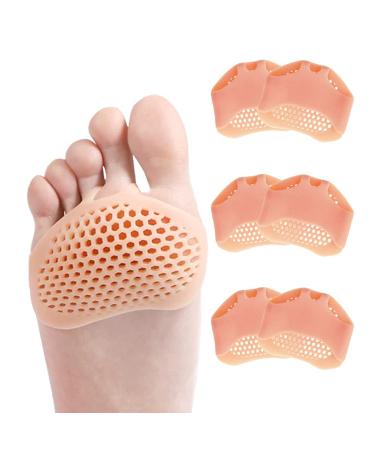VANONW Ball of Foot Cushions Metatarasal Pads for Women 3 Pairs (6Pcs) Forefoot Honeycomb Pads Made of Silicone for Metatarsalgia Pain Relief  Reusable and Breathable Gel Pads