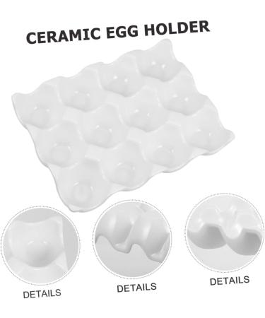 Angoily 12 Egg Tray Egg Case Holder Chicken Egg Dispenser Refrigerator Egg Holder White Ceramics Food Glass - Buy Online on GoSupps.com