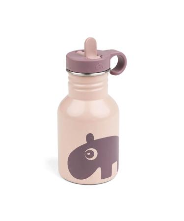 Done by Deer 1011341 stainless steel drinking bottle with straw - hippo Ozzo pink (350 ml)