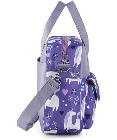 Kamay's Waterproof Purple Unicorn Diaper Bag | Lightweight Mummy Shoulder Tote with Changing Mat - Buy Online on GoSupps.com