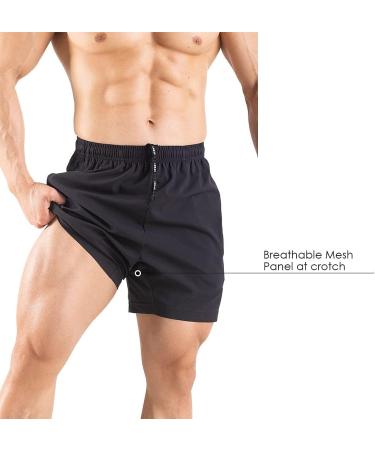 Gaglg Men's 5 Running Shorts 2 Pack - Quick Dry Athletic Gym Shorts with Zipper Pockets - Medium Black/Green - Buy Online on GoSupps.com