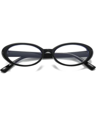Buy Gleyemor Retro Oval Blue Light Glasses for Men & Women - Vintage 90s Computer Glasses Black 53mm | Protect Your Eyes from Digital Strain - Buy Online on GoSupps.com