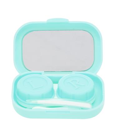 Sonew Contact Lens Case Portable Mini Contact Lens Travel Kit Case Holder Soaking Storage Container with Mirror(Green)