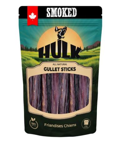 HULK Pet Products 6 Inch Smoked Flavour Beef Gullet Sticks for Dogs (Pack of 20) - Protein Rich Beef Jerky Sticks - Healthy & Natural Esophagus Beef Treats for Small & Large Dogs Rawhide Free