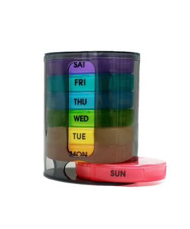 GIIYAA Weekly Pill Organizer (Twice-A-Day), Portable 7 Day Pill Box Case with Stackable AM/PM Compartments for Pills, Vitamin, Fish Oil, Supplements,Rainbow