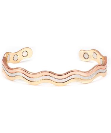ENERCOPPEX 3500 Gauss Magnetic Bracelet - 99.99% Pure Copper Elegant Three-Tone Design 8 Healing Magnets for Women - Buy Online on GoSupps.com