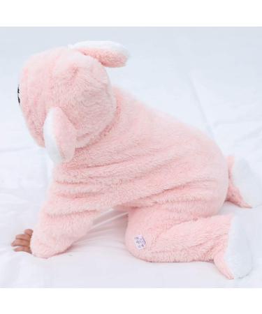 Ceguimos Newborn Baby Hooded Snowsuit Romper | Warm Fleece Jumpsuit | Cartoon Bear Design | Pink | 6-9 Months - Buy Online on GoSupps.com