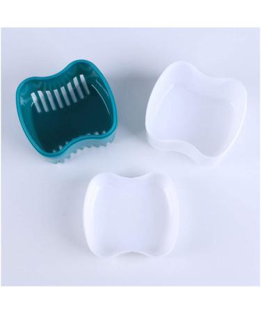 Strong Denture Case with Brush and Cups - Lake Green | Denture Holder and Retainer Cleaning Case - Buy Online on GoSupps.com