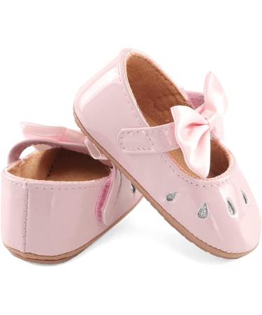 LACOFIA Baby Girls Anti-Slip First Walking Shoes | Bowknot Mary Jane Princess Party Shoes | 3-6 Months | Pink - Buy Online on GoSupps.com