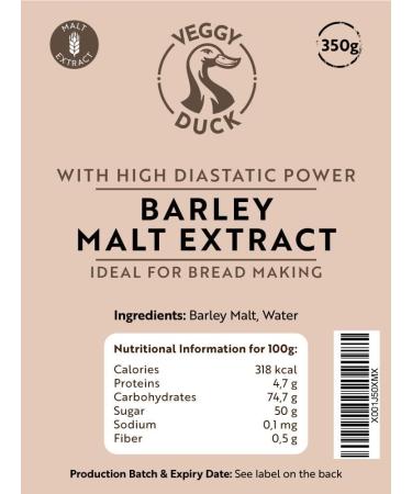 Veggy Duck Diastatic Malt Extract (350g) - High Diastatic Power for Bread Making | Natural Sweetener | Made in Italy - Buy Online on GoSupps.com