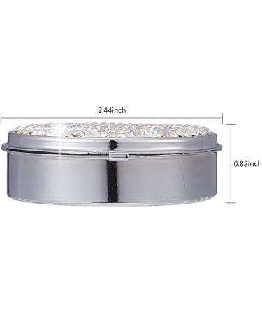 Xianghuang Technology Shiny Diamonds Pill Box - Compact 3 Compartment Medicine Organizer for Vitamins & Supplements - Stylish Pink & Silver Case for Pocket or Purse - Buy Online on GoSupps.com