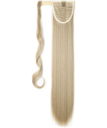 26" Wrap Around Ponytail Clip In Hair Extensions Straight Silky One Piece Long Hairpiece For Women Beauty - Ash Blonde Mix Bleach Blonde(66CM-100G) - Buy Online on GoSupps.com