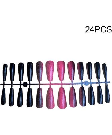 dijiusidy 24 Pieces Nails T Shape Extra Long Full Wrap False Nail Tips Women Decor Fingernail Supply Manicure Accessory black rose red - Buy Online on GoSupps.com