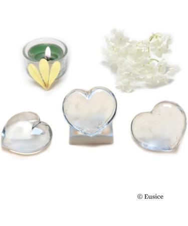 Eusice Heart Bergkristall (White Quartz) - Handmade Natural Stone for Well-Being Lithotherapy Chakra & Meditation - 40mm-55mm - Buy Online on GoSupps.com