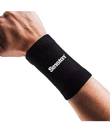 Senston Sports Wristband Sweatband - Provide Firm Support for Weak Wrist Wrist Sprains and Strains - for Basketball Badminton Tennis Fitness All Sports Black