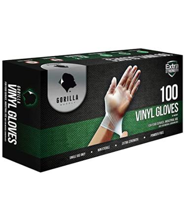 GORILLA SUPPLY Disposable Heavy Duty Vinyl Gloves Latex & Powder Free, BPA Free Food Safe, 100, 300, 1000, S, M, L, XL 10 Medium