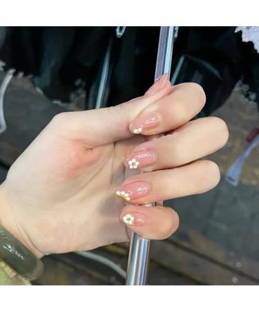Buy Sethexy Bling False Nails - Glossy Pink Square Acrylic Short Fingernails with Strass (24 pcs) for Women & Girls - Trendy Flower Design - Buy Online on GoSupps.com