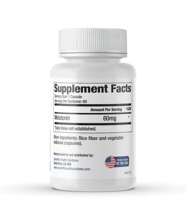 Scientific Health Solutions Melatonin 60mg | High Dosage Melatonin in Easy-to-Swallow Capsules | Vegan Non-GMO & Gluten-Free | US-Made Extra Strength (Single) - Buy Online on GoSupps.com