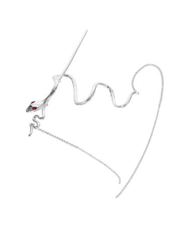 Hairpin Hair Barrettes Hair Pin Hair Clips Chinese Hair Sticks Silver Fringe Silver Hair Accessories Snake Headpiece Chinese Hair Accessories Hair Bun Stick Snake Hair Stick Metal FRCOLOR