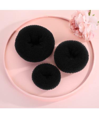 3-Piece Donut Hair Bun Maker Set with Elastic Bands & U-Shape Hairpins - Perfect for Girls & Women - Black - Buy Online on GoSupps.com