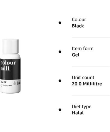 COLOUR MILL Oil Based Food Colouring 20ml (Black) - Intense Black Food Dye - Buy Online on GoSupps.com