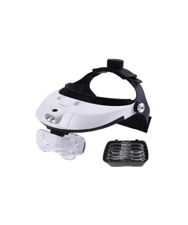 Headband Magnifier Head MountLighted Magnifying Glasses LED Light Hands Free Headband Illuminated Magnifier Visor -1X to 3.5X Zoom Headset Head Mounted Magnifying Glasses with Lights for Jewelry