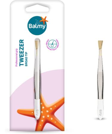 Balmy Wide Tip Tweezers - Precision Eyebrow Hair Removal Corrugated Handle Lace Gilded - Buy Online on GoSupps.com