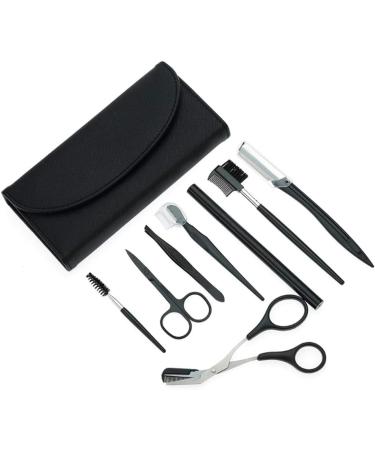 OBHDRERRY 8-Part Stainless Steel Eyebrow Tool Kit for Women - Precision Tweezers Scissors & Comb - Best Makeup Trimming Set (Black) - Buy Online on GoSupps.com