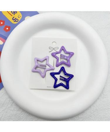 3pieces Cool Hair Clip Star Shape Snap Hairpin Candy Color Hair Clip for Spring Summer Hairpins for Teenagers Children Blue - Buy Online on GoSupps.com
