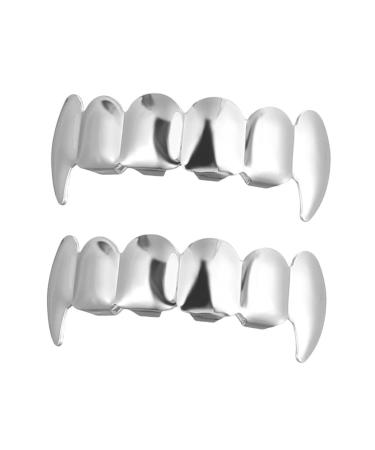 YARNOW 2pcs Werewolf Teeth Halloween Decor Vampire Fangs Vampire Teeth Braces Gold Plated Teeth Party Teeth Decors Ghost Festival Decoration Artificial Teeth Silver Copper Prom Supplies