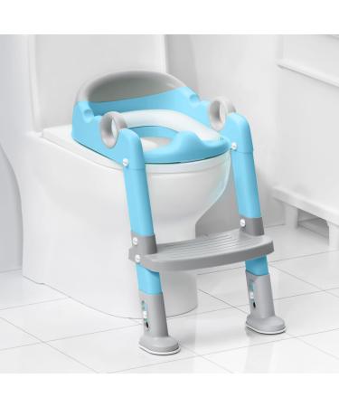 Potty Training Seat with Step Stool Ladder, Toddlers Potty Training Toilet for Kids Boys Girls (Gray/Blue) Gray Blue