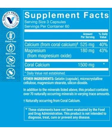 Vitamin Shoppe Coral Calcium 1500mg - Supports Healthy Bones & Teeth (180 Capsules) - Buy Online on GoSupps.com