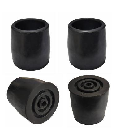 Black Walker Tips Mobility Aid Replacement Rubber Tips for Walkers and Commode Walker Feet Accessories 4 Count