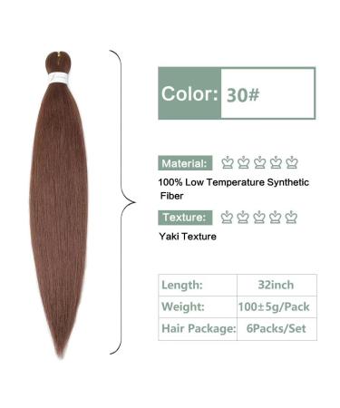 YDDM 32-Inch Pre-Stretched Braiding Hair Extensions - 6 Packs Jumbo Brown Kunsthaar for Braids (30#) - Art Hair Design - Buy Online on GoSupps.com