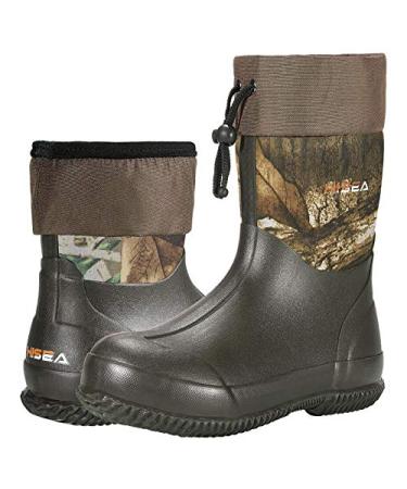 HISEA Men's Ankle Rain Boots Waterproof Garden Boots Rubber Boots Outdoor Work Boots 10 Camo