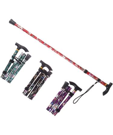 SilteD Walking Stick Trekking Poles Walking Stick Adjustable Travel Five-Section Patterned Non Slip Crutch Cane Folding Walking Stick Sturdy Printed Outdoor Sport Hik - Buy Online on GoSupps.com